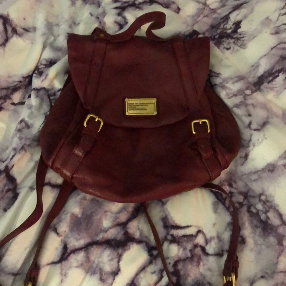 Marc Jacobs Burgundy Leather Backpack.